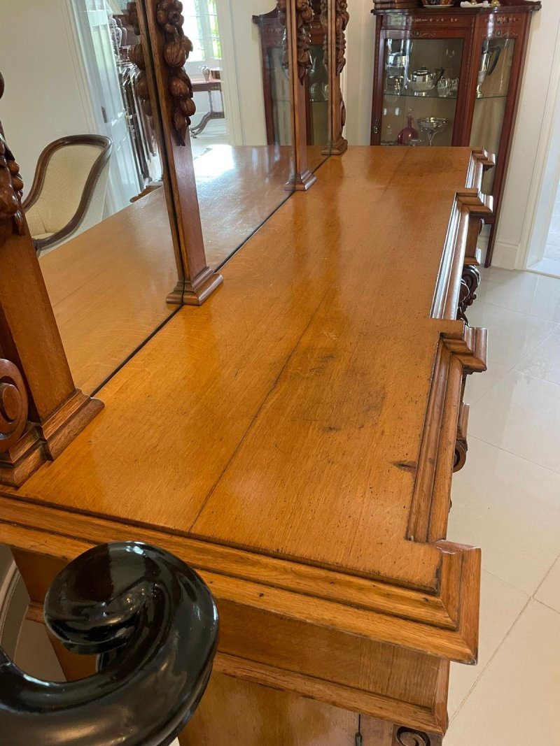 Majestic Antique Victorian Carved Oak Mirror Backed Sideboard - Image 15